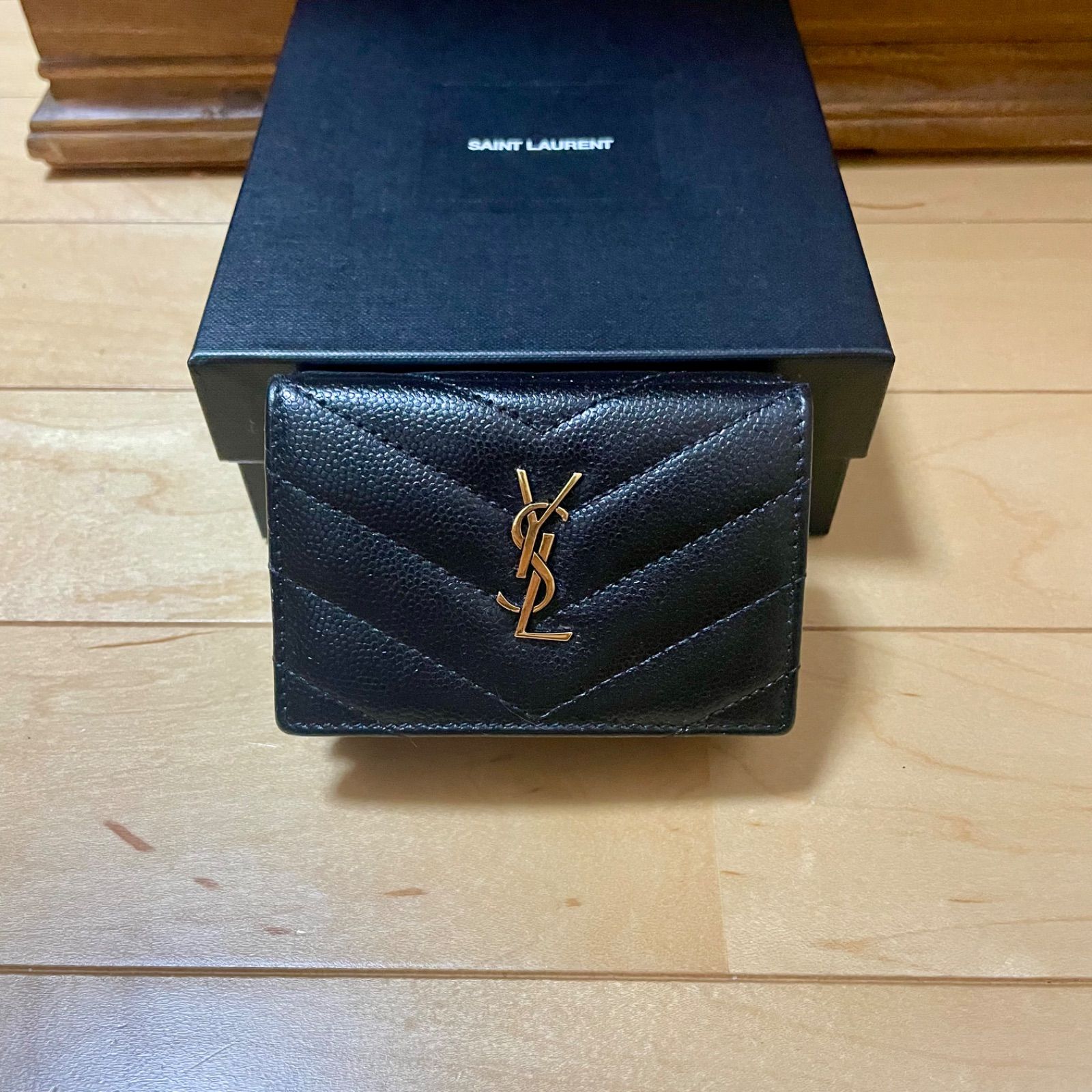SAINT LAURENT ミニ 三つ折り財布 YSL レザー