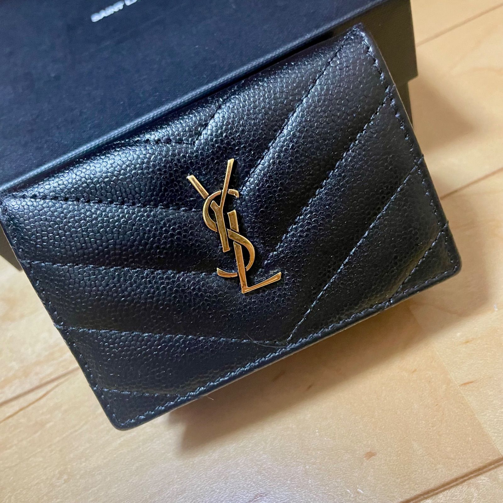 SAINT LAURENT ミニ 三つ折り財布 YSL レザー