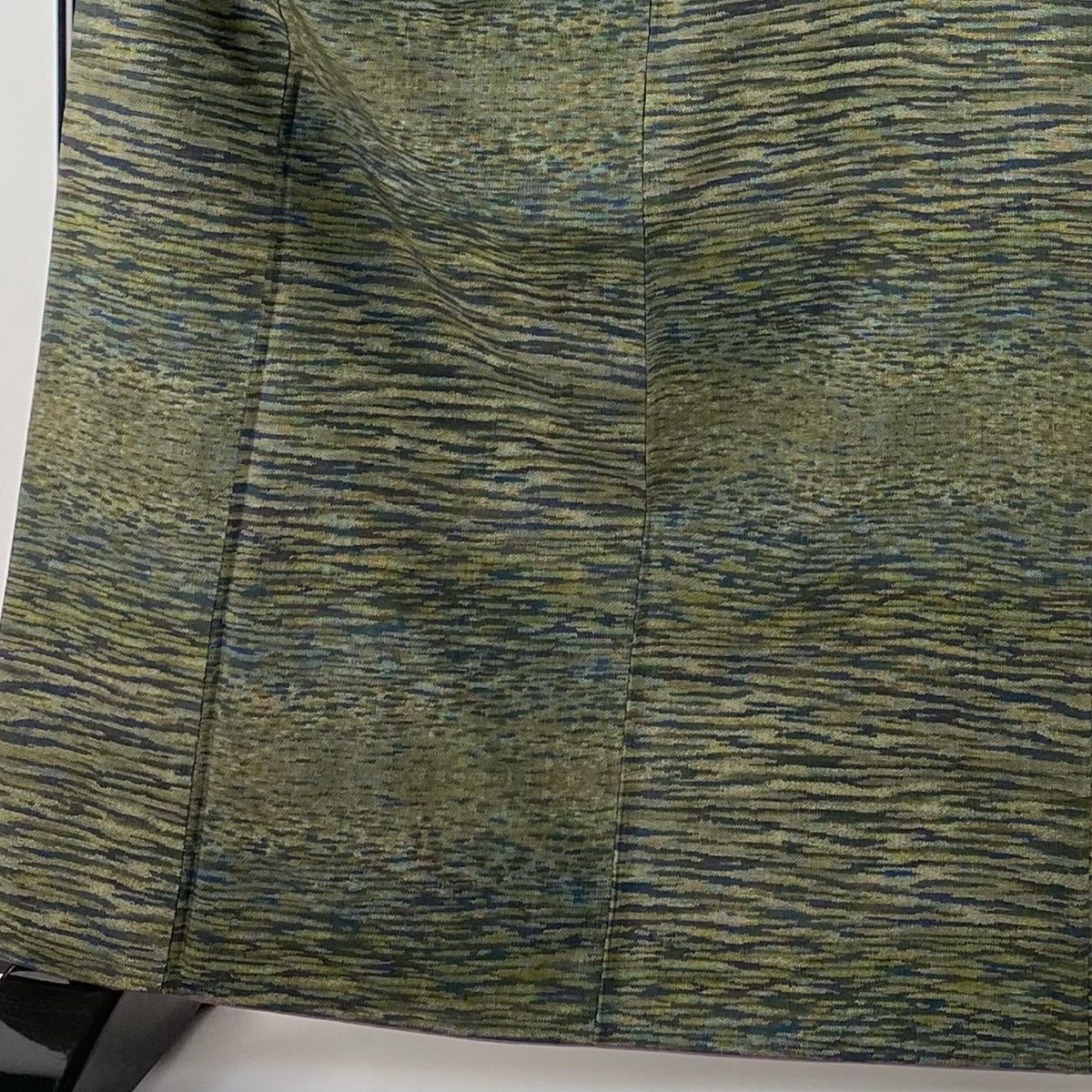 大島紬 身丈164.5 cm 裄丈68 L 袷 都喜ヱ門 泥染 証紙 幾何学 茶緑色 正絹