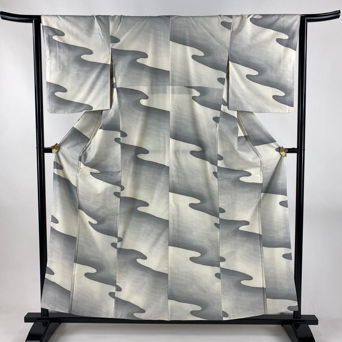 紬 身丈158 cm 裄丈65 M 袷 霞 クリーム 正絹 秀品