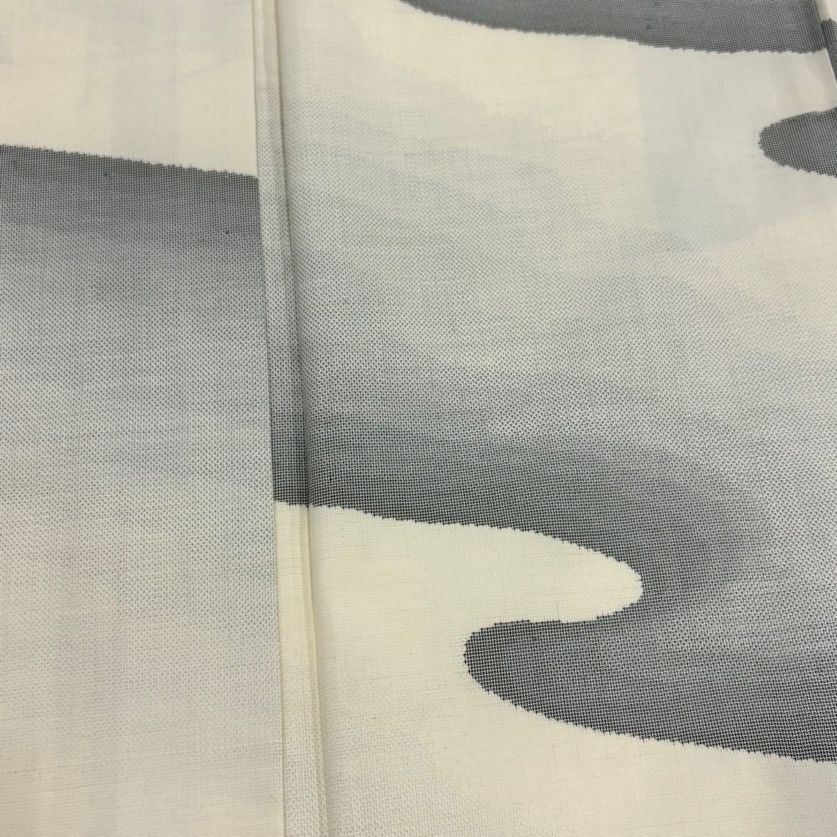  紬 身丈158 cm 裄丈65 M 袷 霞 クリーム 正絹 秀品 紬 着物