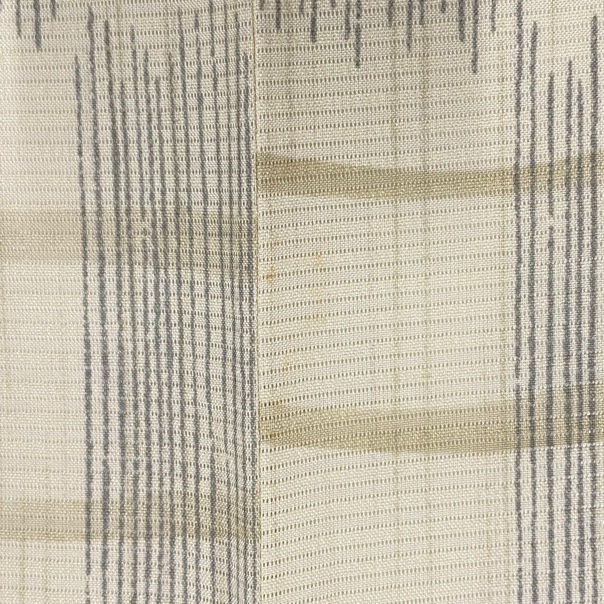  小紋 身丈165 cm 裄丈67 M 薄物 絽 縞 幾何学模様 ベージュ 正絹 秀品 小紋 着物