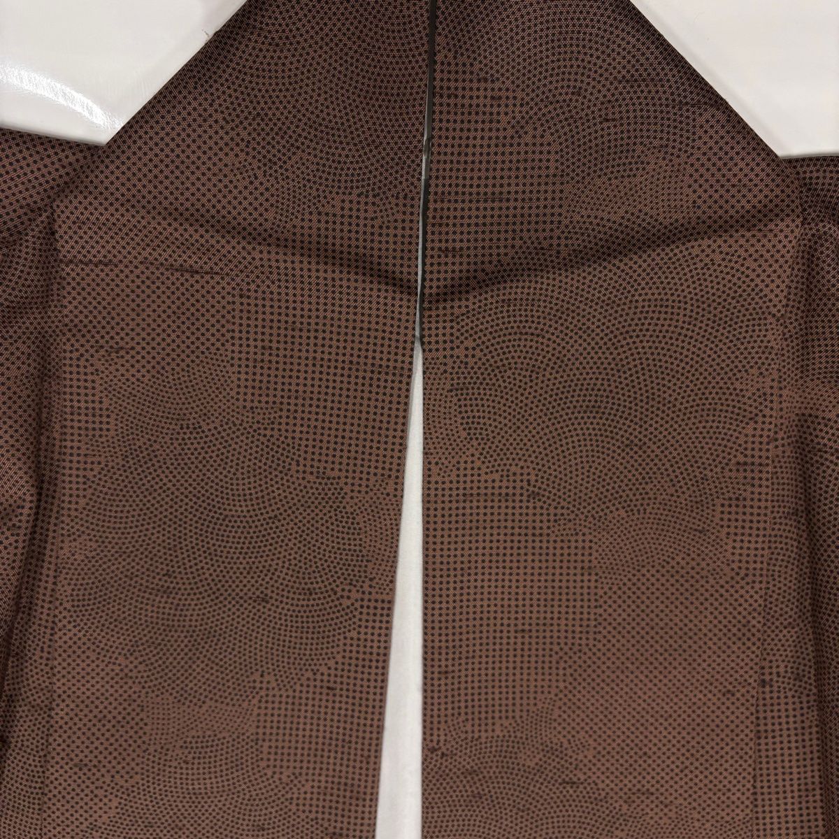  小紋 身丈162 cm 裄丈65 M 袷 紬地 雪輪 青海波 小豆色 正絹 秀品 小紋 着物