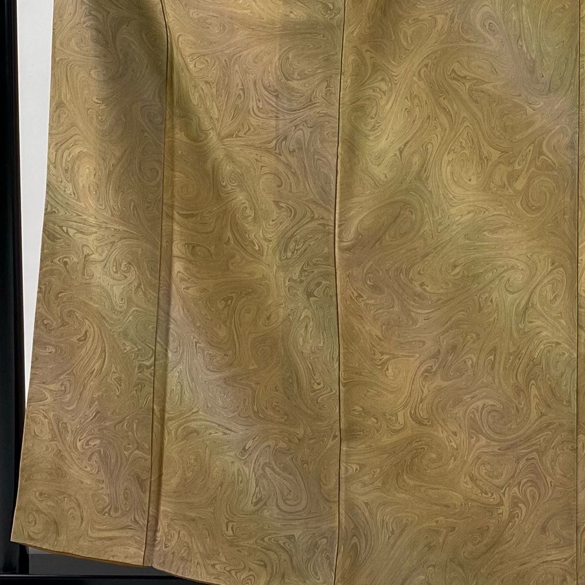 小紋 身丈157.5 cm 裄丈62 S 袷 墨流し 薄茶色 正絹 秀品