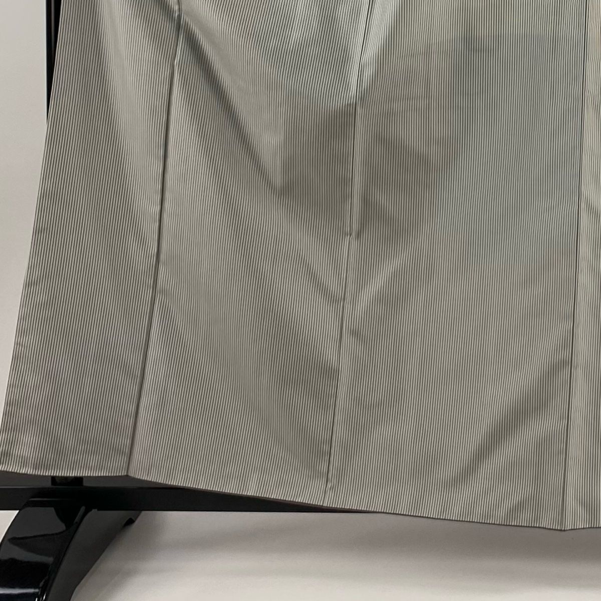 紬 身丈160.5 cm 裄丈64 M 袷 ますいわ屋 縞 灰白 正絹 秀品