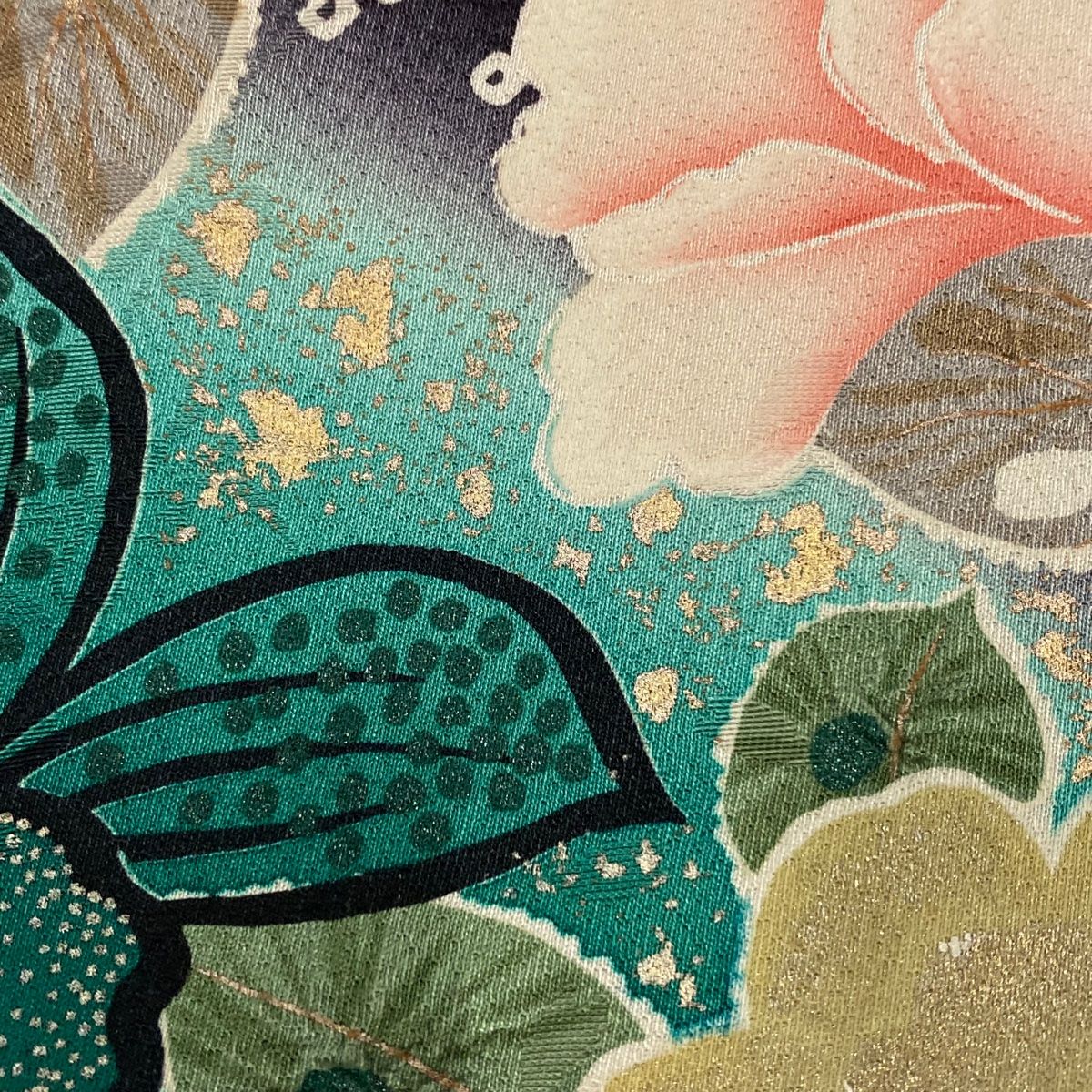  振袖 身丈169 cm 裄丈66 M 袷 草花 金糸 金彩 山吹色 正絹 秀品 振袖 着物