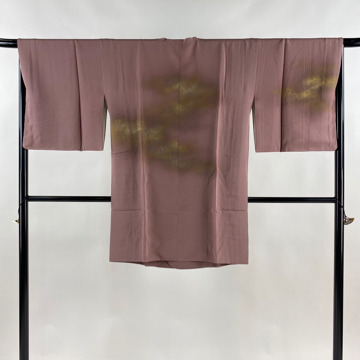 道行 身丈92.5 cm 裄丈66.5 M 和装コート 角衿 落款 幾何学 金銀彩 ぼかし 小豆色 正絹 秀品