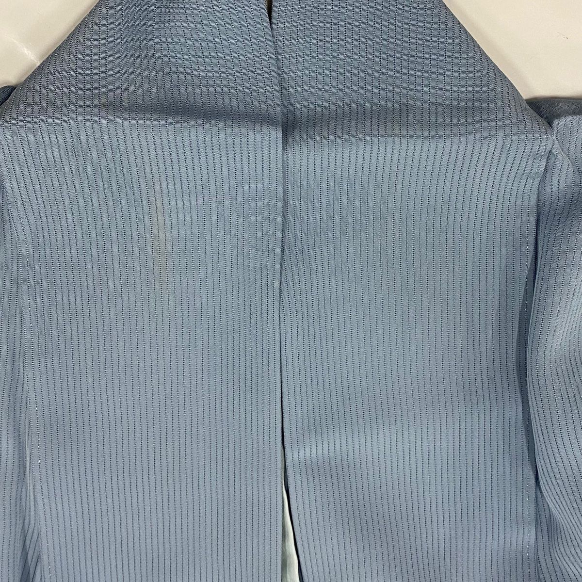 色無地 身丈161cm 裄丈65cm M 薄物 建物 水色 正絹 秀品 一つ紋 【中古