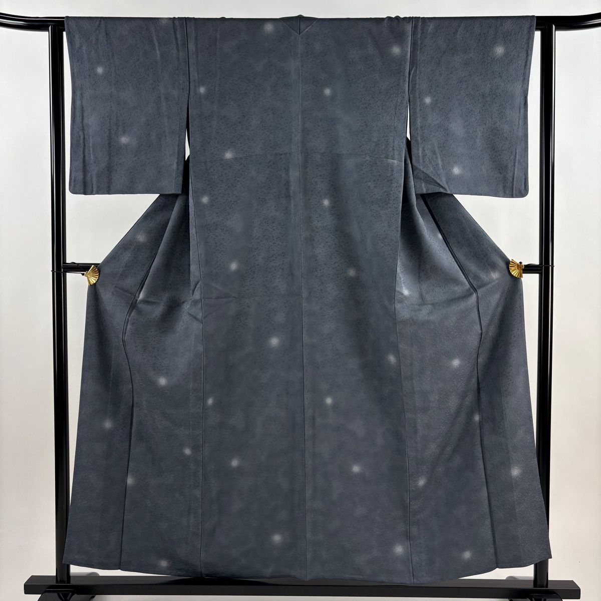 小紋 身丈156 5 cm 裄丈62 S 単衣 地紋 蛍ぼかし 灰色 正絹 秀品