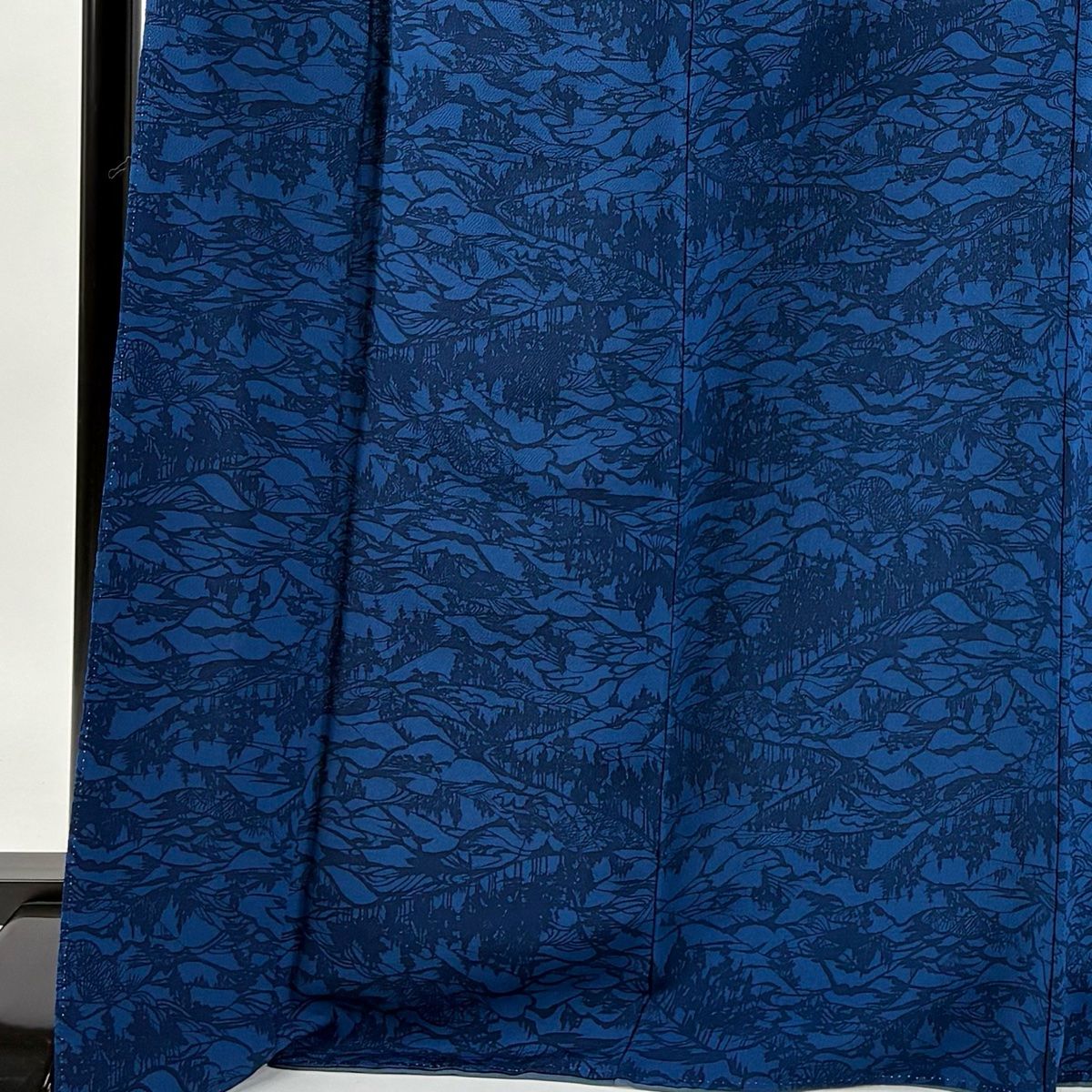 小紋 身丈171 cm 裄丈66 5 M 袷 落款 樹木 若松 縮緬 藍色 正絹 秀品