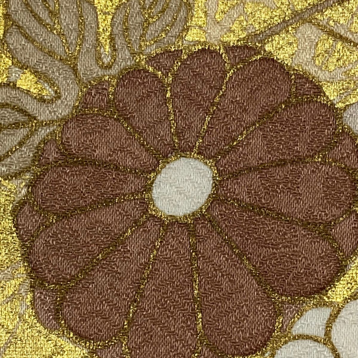  訪問着 身丈165 5 cm 裄丈68 L 袷 菊 檜扇 金糸 金彩 クリーム 正絹 秀品 訪問着 付け下げ 着物