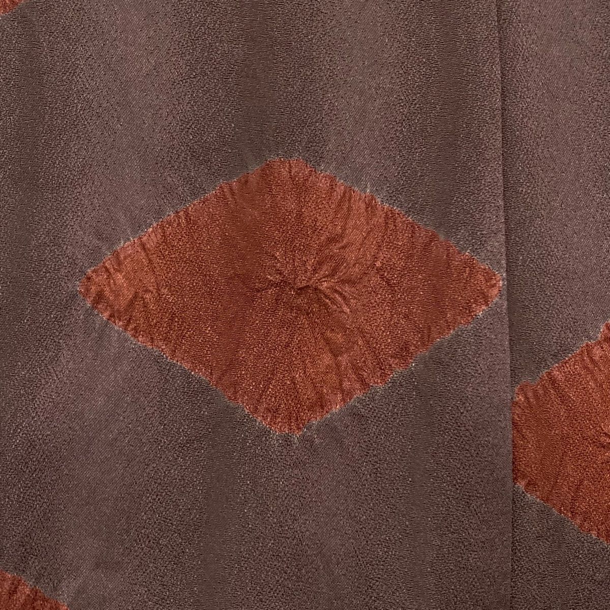  道中着 身丈86 cm 裄丈66 5 M 和装コート 幾何学 絞り 茶紫 正絹 秀品 羽織 着物 浴衣