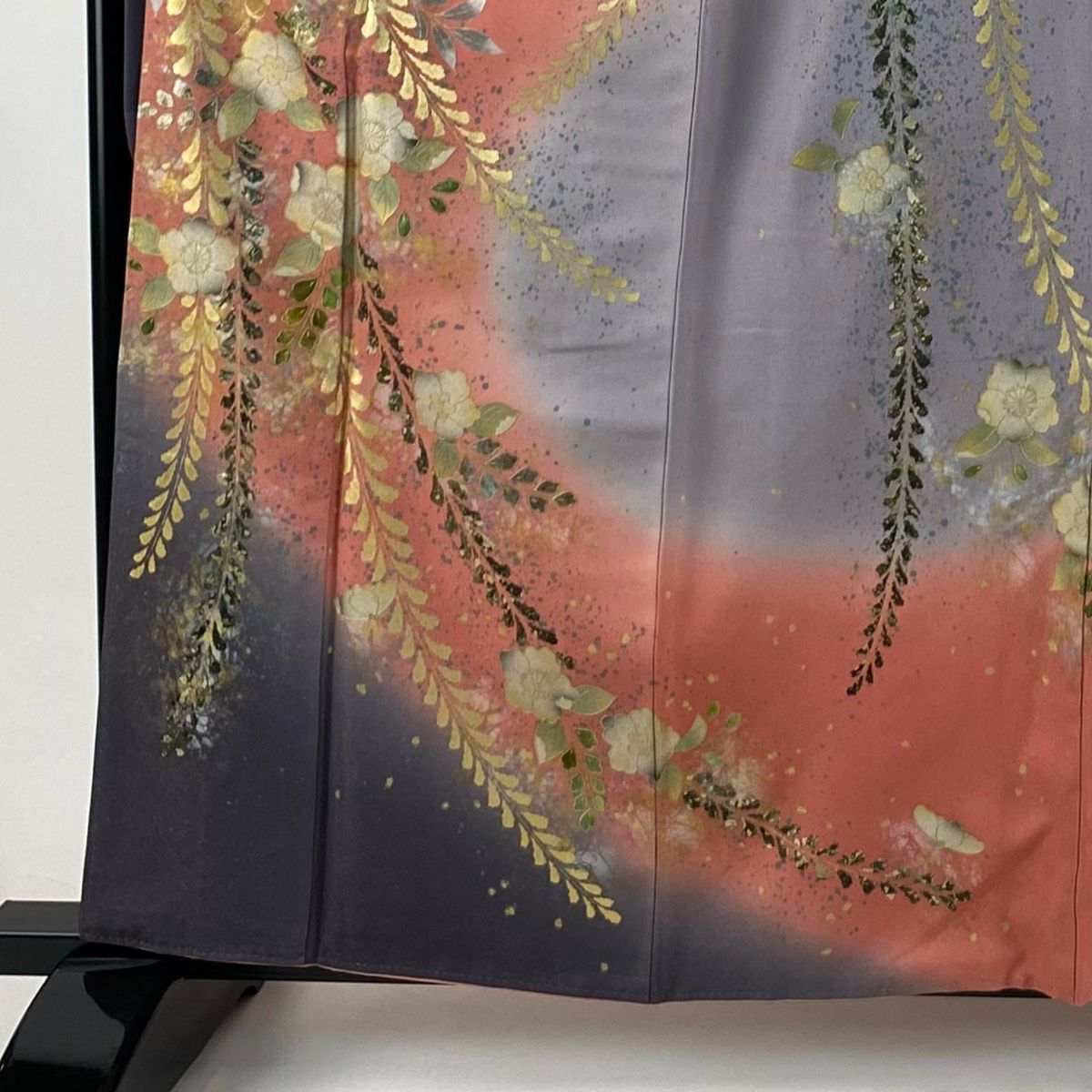 振袖 身丈161.5 cm 裄丈67 M 袷 草花 金銀彩 金通し ピンク 正絹 秀品