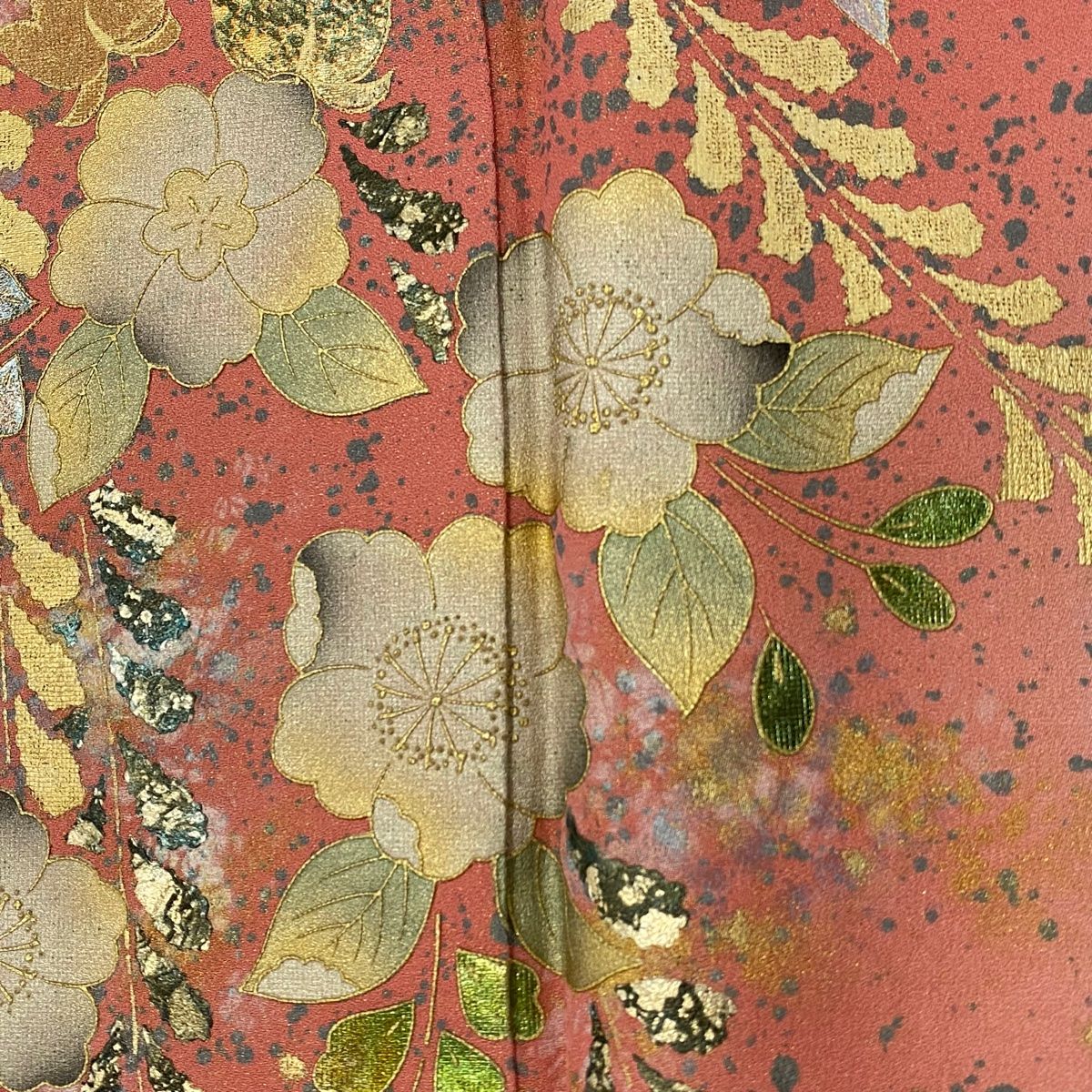  振袖 身丈161 5 cm 裄丈67 M 袷 草花 金銀彩 金通し ピンク 正絹 秀品 振袖 着物