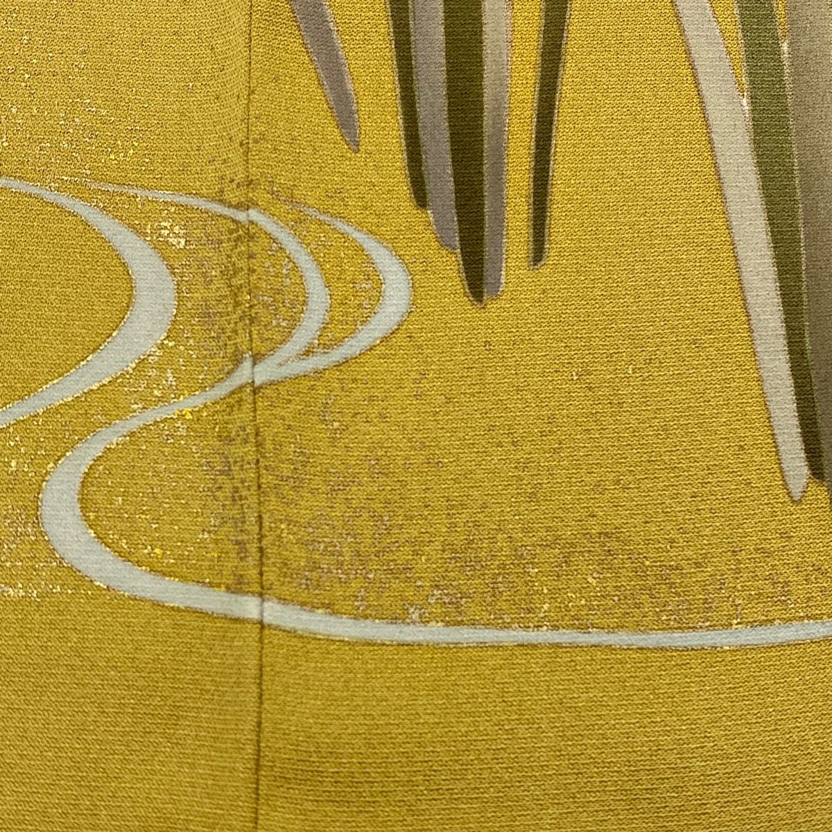  振袖 身丈172 cm 裄丈67 5 L 袷 牡丹 桜 箔 金彩 黄土色 正絹 秀品 振袖 着物