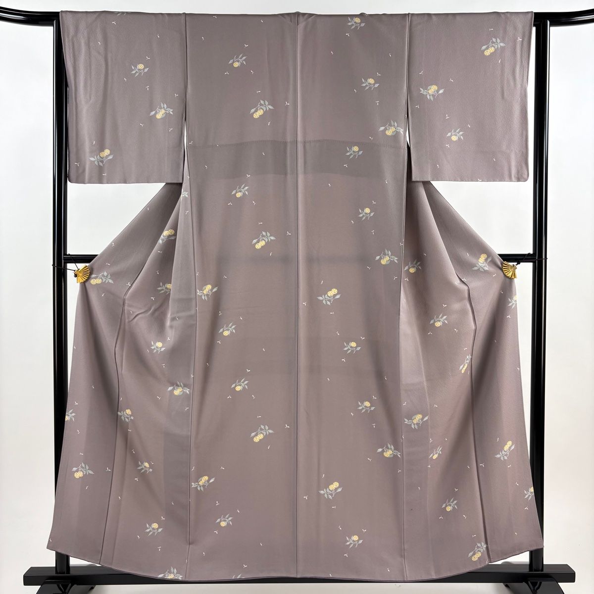 小紋 身丈157 cm 裄丈65 M 袷 生り物 縮緬 灰紫 正絹 秀品