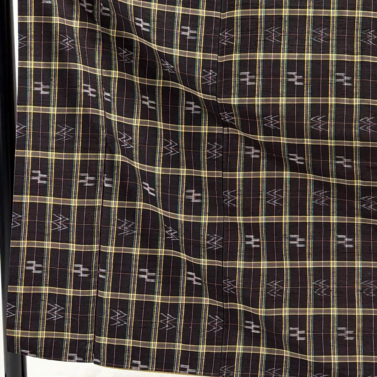 紬 身丈156 cm 裄丈63 S 袷 やまと 格子 幾何学 濃紫 正絹