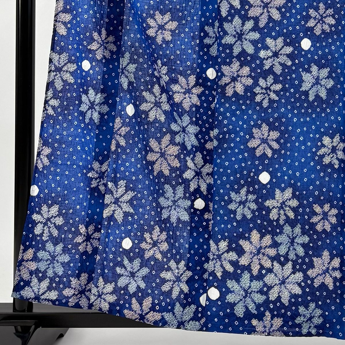 浴衣 身丈160 5 cm 裄丈64 M 絞り浴衣 花 幾何学模様 青 綿