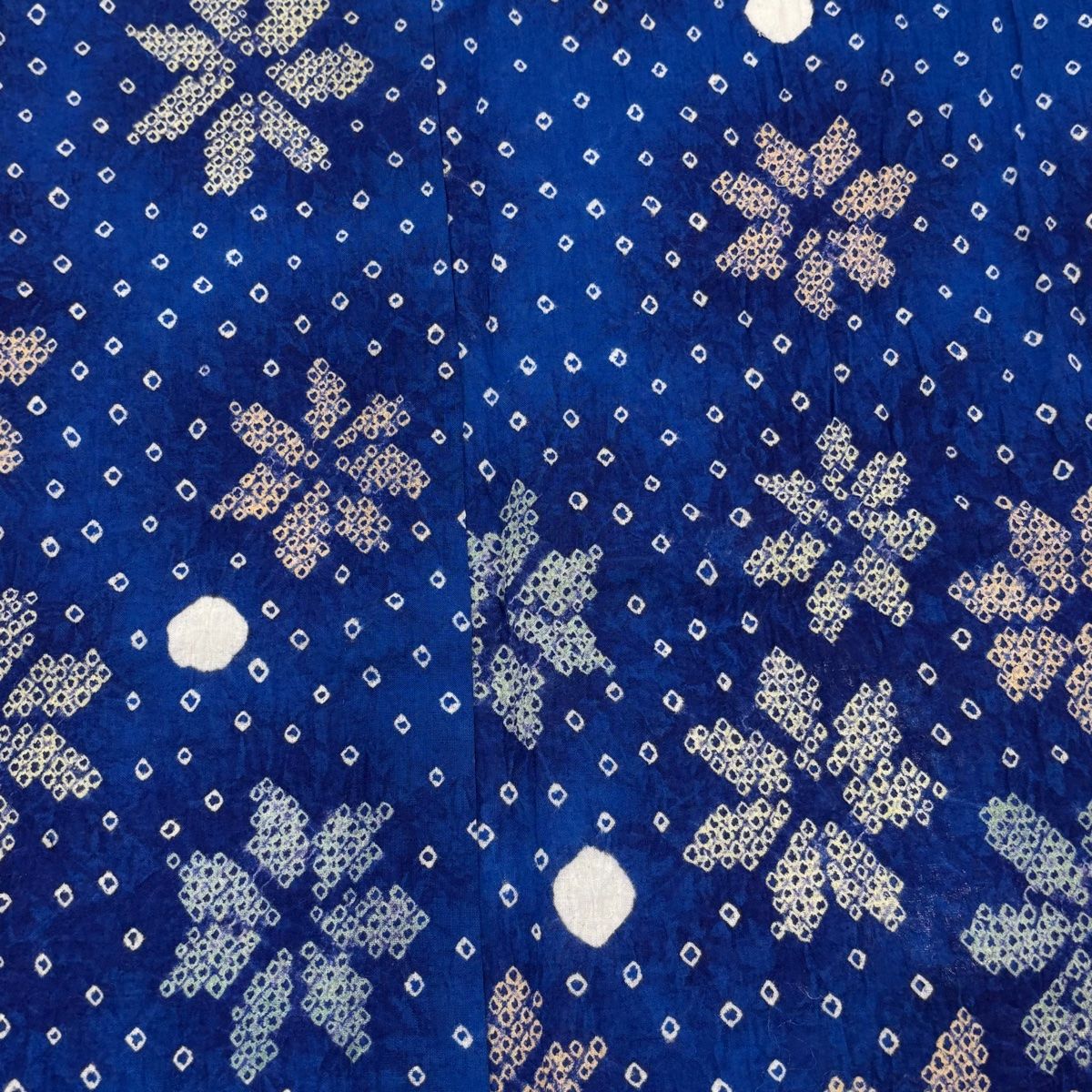  浴衣 身丈160 5 cm 裄丈64 M 絞り浴衣 花 幾何学模様 青 綿 浴衣単品 浴衣