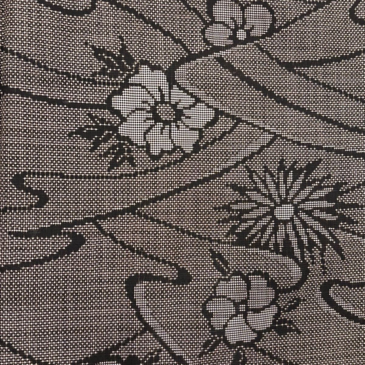  大島紬 身丈169 cm 裄丈64 M 袷 純泥染 証紙 梅 波 焦茶色 正絹 紬 着物