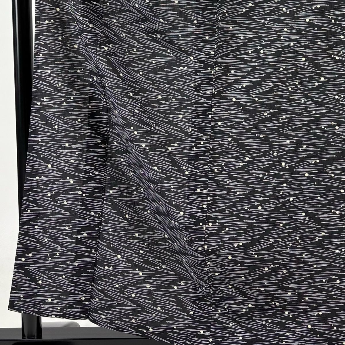 小紋 身丈159 cm 裄丈66 M 薄物 松葉 霰 黒 正絹