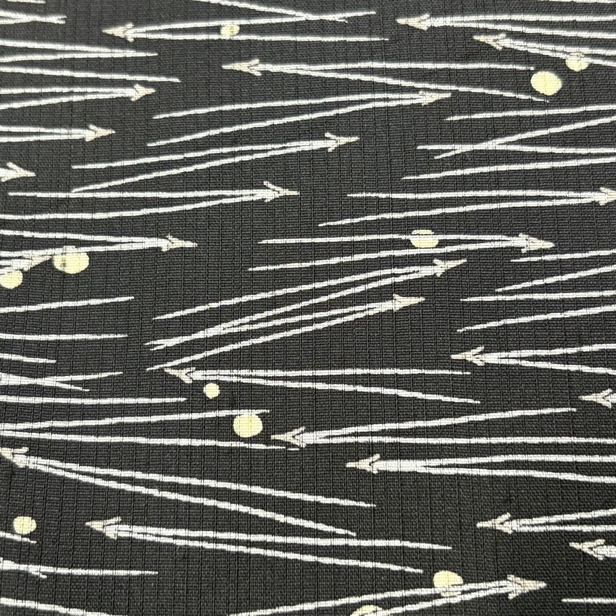  小紋 身丈159 cm 裄丈66 M 薄物 松葉 霰 黒 正絹 小紋 着物