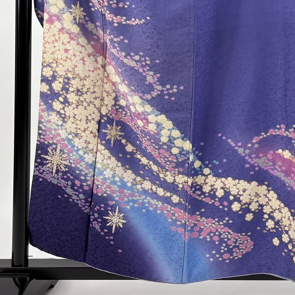 振袖 身丈158 cm 裄丈63 5 S 袷 桜 華文 銀通し 金彩 紫 正絹
