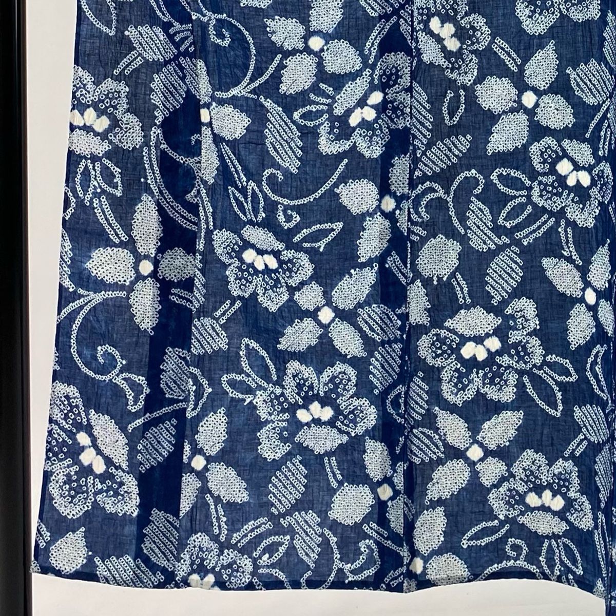 浴衣 身丈153 cm 裄丈62 S 絞り浴衣 花唐草 藍色 綿