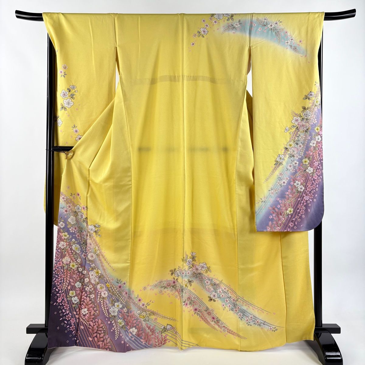 振袖 身丈168 cm 裄丈68 L 袷 桜 雪輪 金彩 金通し 黄色 正絹