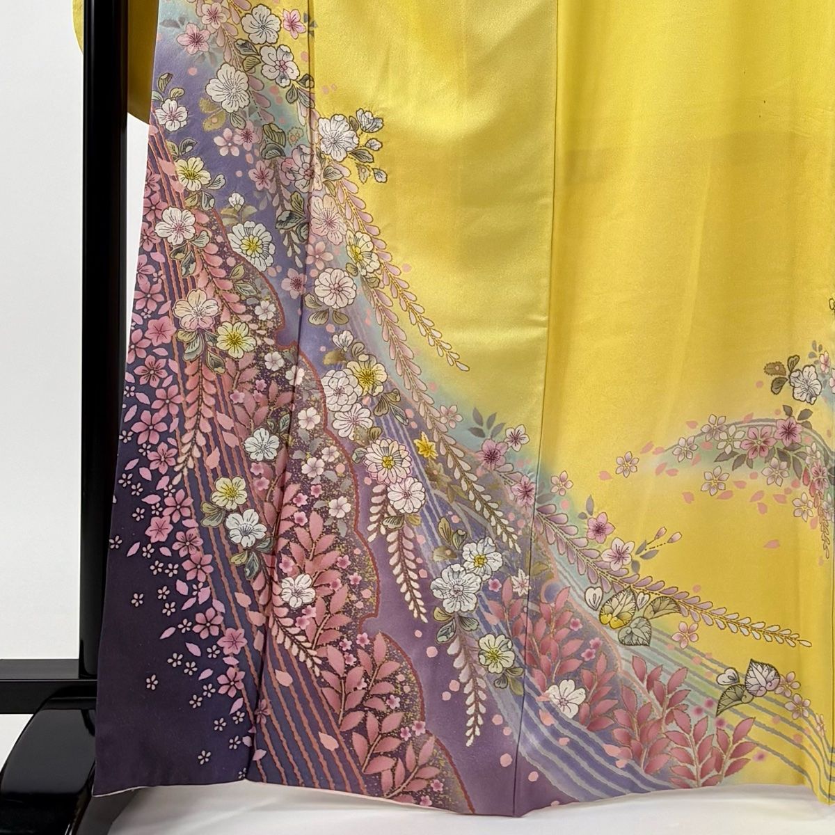 振袖 身丈168 cm 裄丈68 L 袷 桜 雪輪 金彩 金通し 黄色 正絹