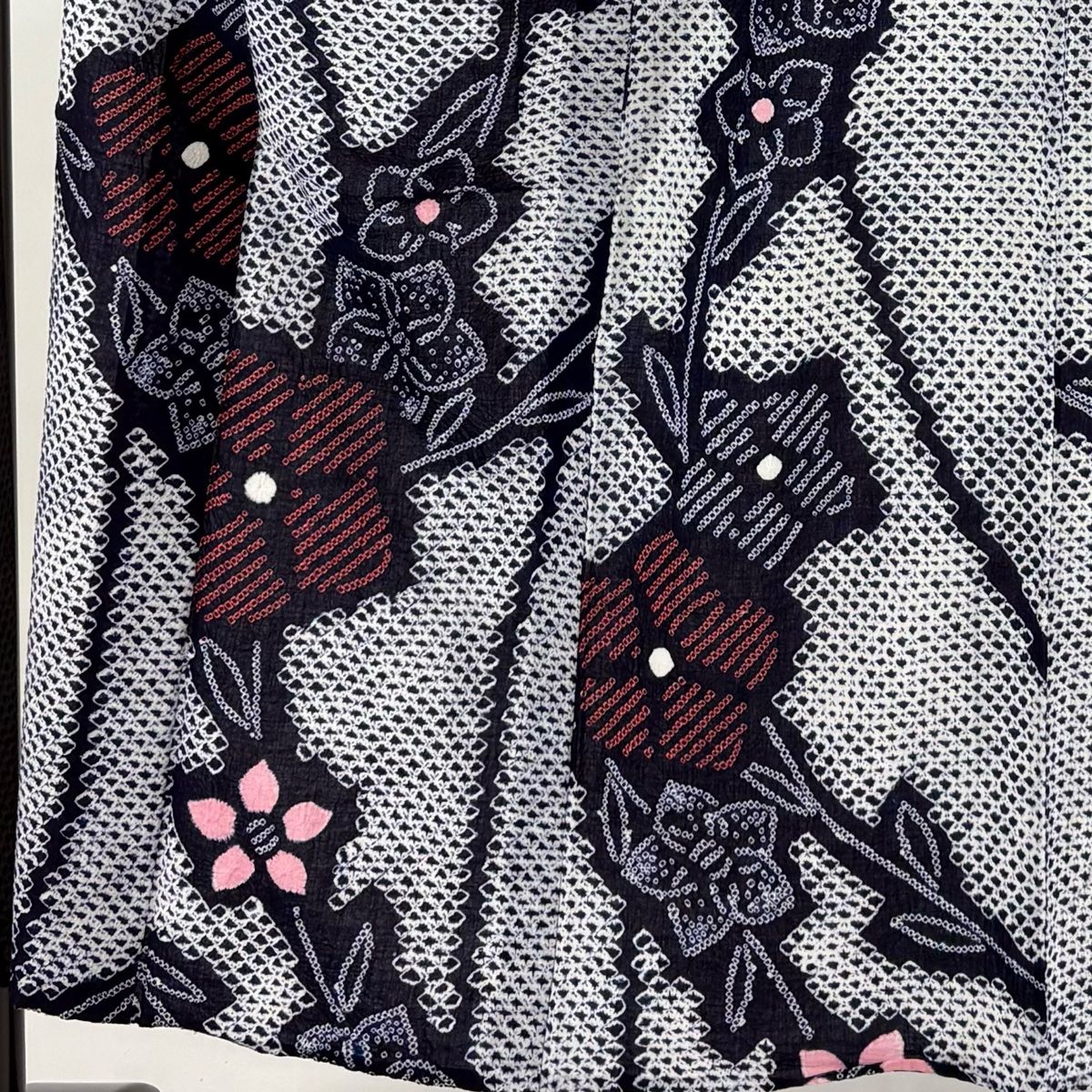 浴衣 身丈152 5 cm 裄丈64 M 絞り浴衣 草花 紺色 綿