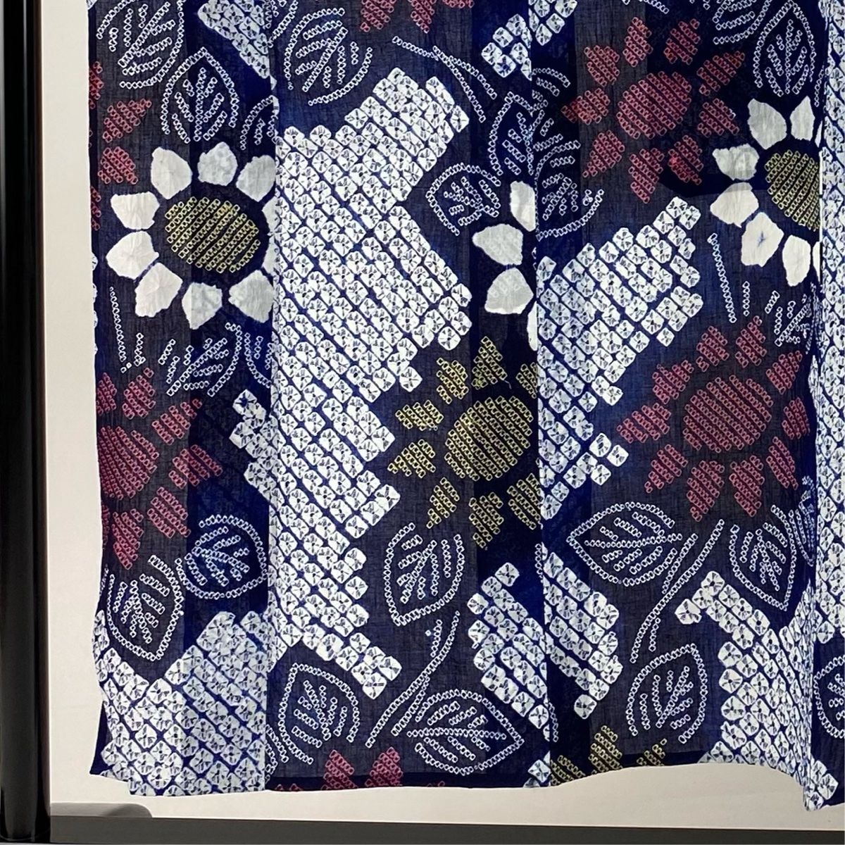 浴衣 身丈154 cm 裄丈62.5 S 絞り浴衣 草花 紺色 綿