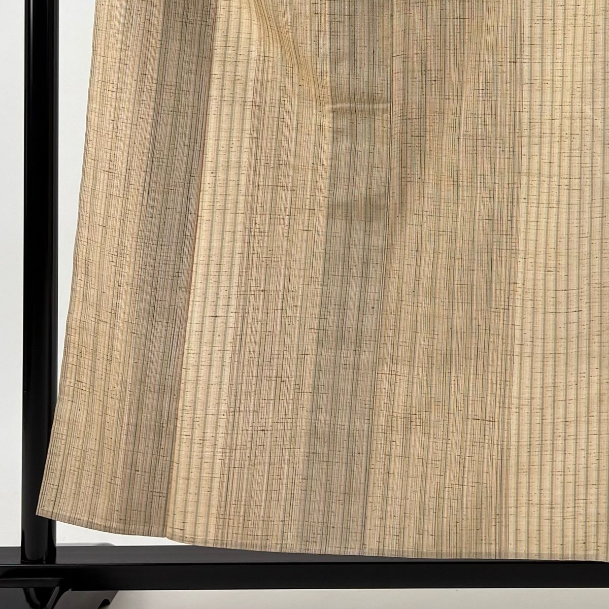 紬 身丈157.5 cm 裄丈63.5 S 単衣 縦縞 薄茶色 正絹