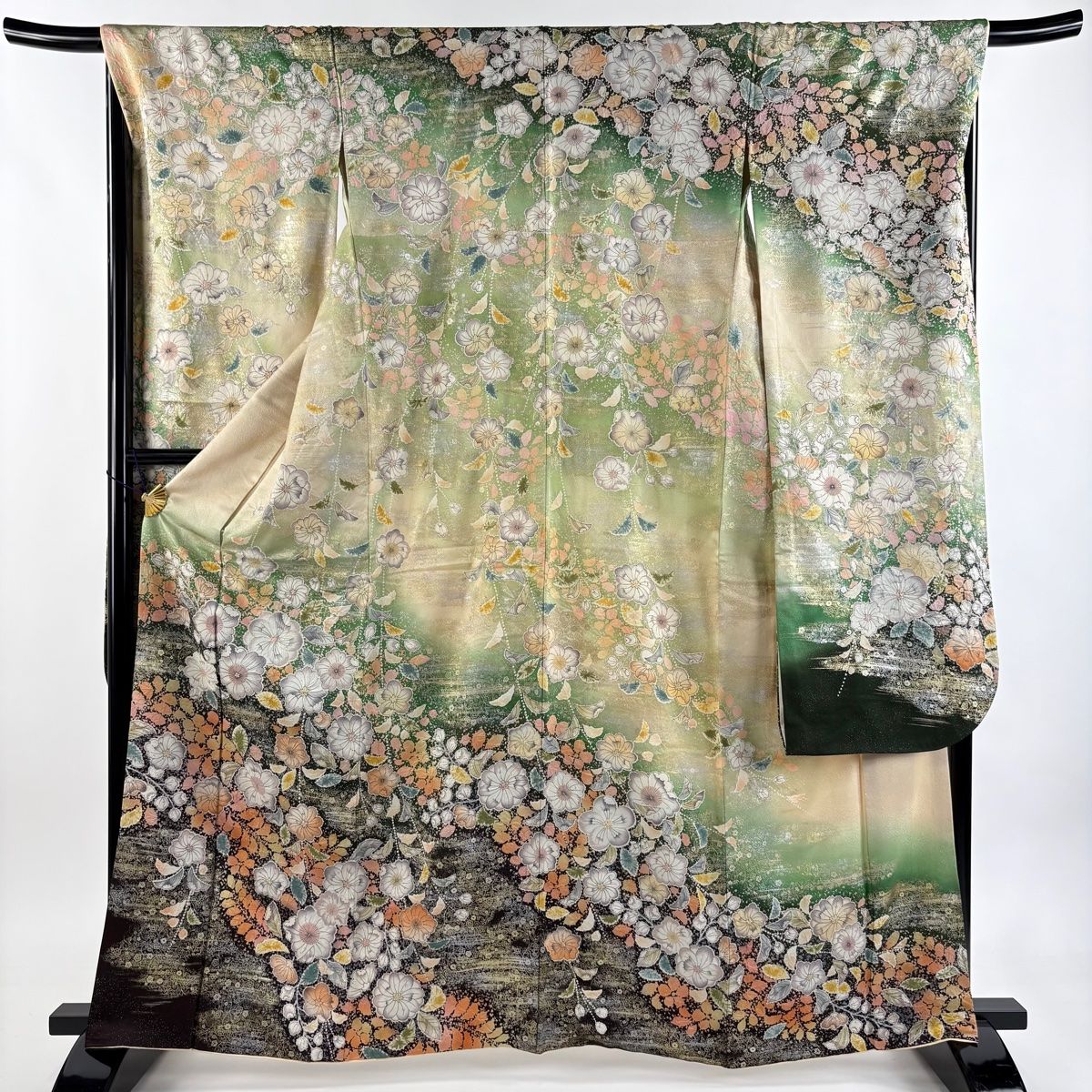 振袖 身丈162.5 cm 裄丈69 L 袷 辻が花 霞 銀通し 金銀彩 ベージュ 正絹