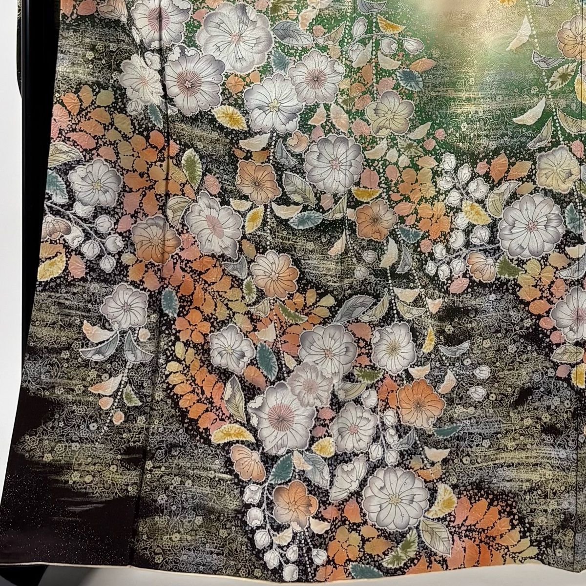 振袖 身丈162.5 cm 裄丈69 L 袷 辻が花 霞 銀通し 金銀彩 ベージュ 正絹