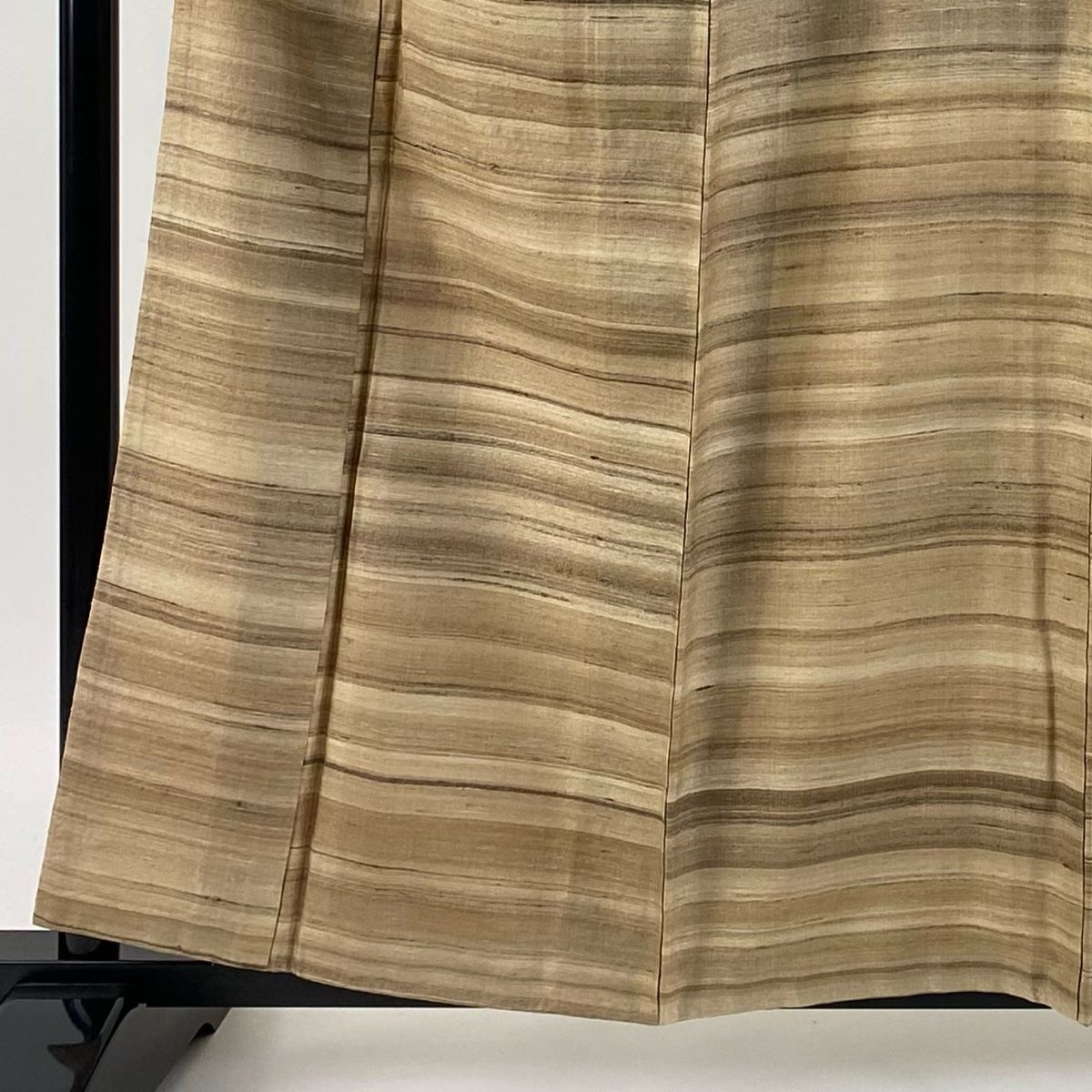 紬 身丈159 cm 裄丈64 5 M 袷 縞 薄茶色 正絹