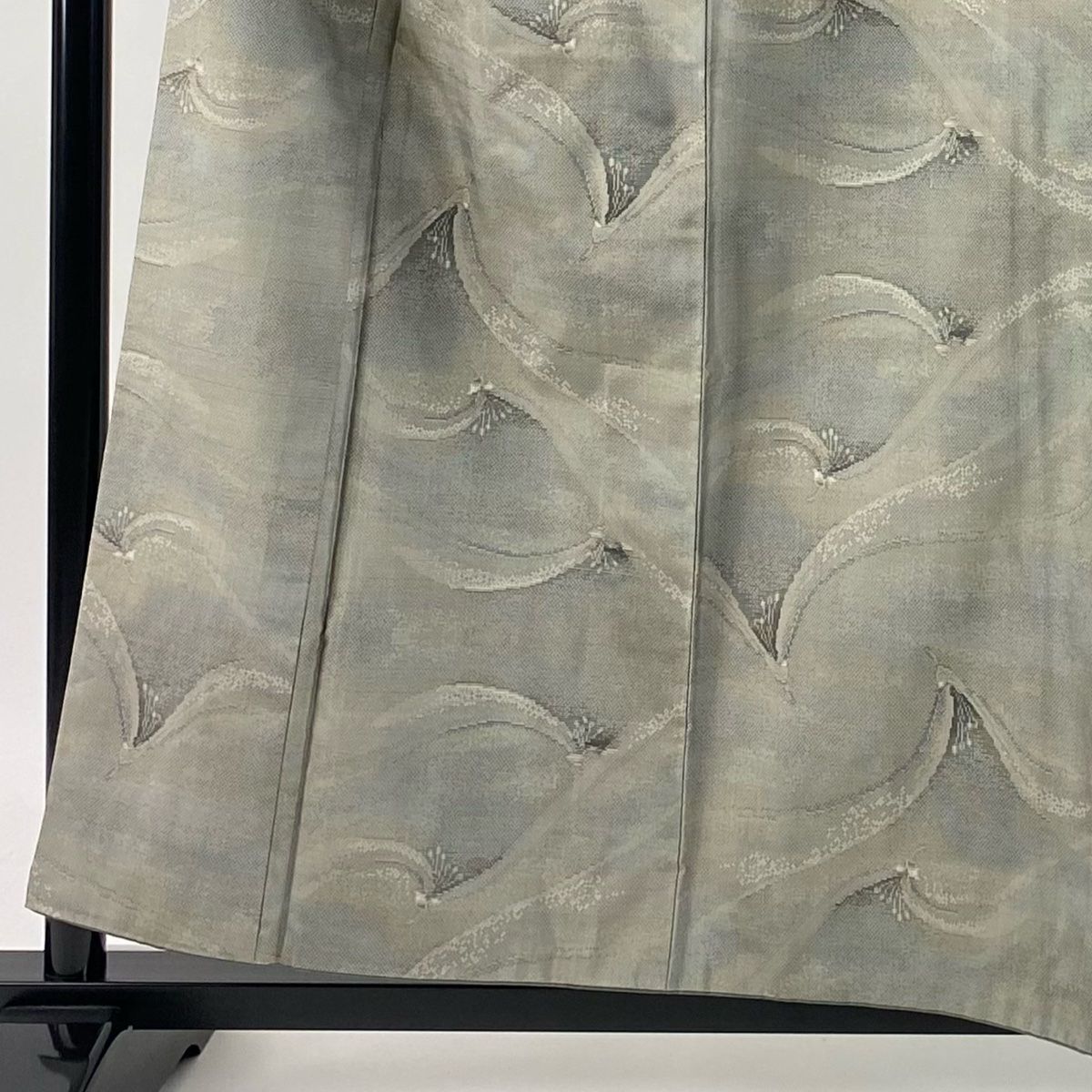 大島紬 身丈159 cm 裄丈66 5 M 袷 都喜ヱ門 証紙 草花 霞 灰緑 正絹