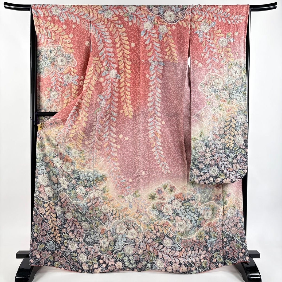 振袖 身丈170 cm 裄丈66 M 袷 辻が花 銀通し ピンク 正絹