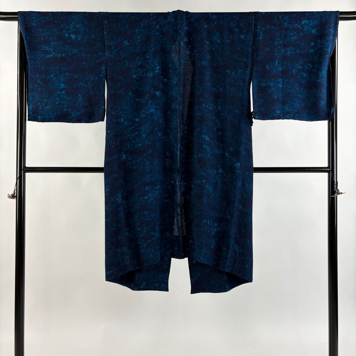 道中着 身丈108 cm 裄丈69 L 和装コート 幾何学模様 紺色 正絹