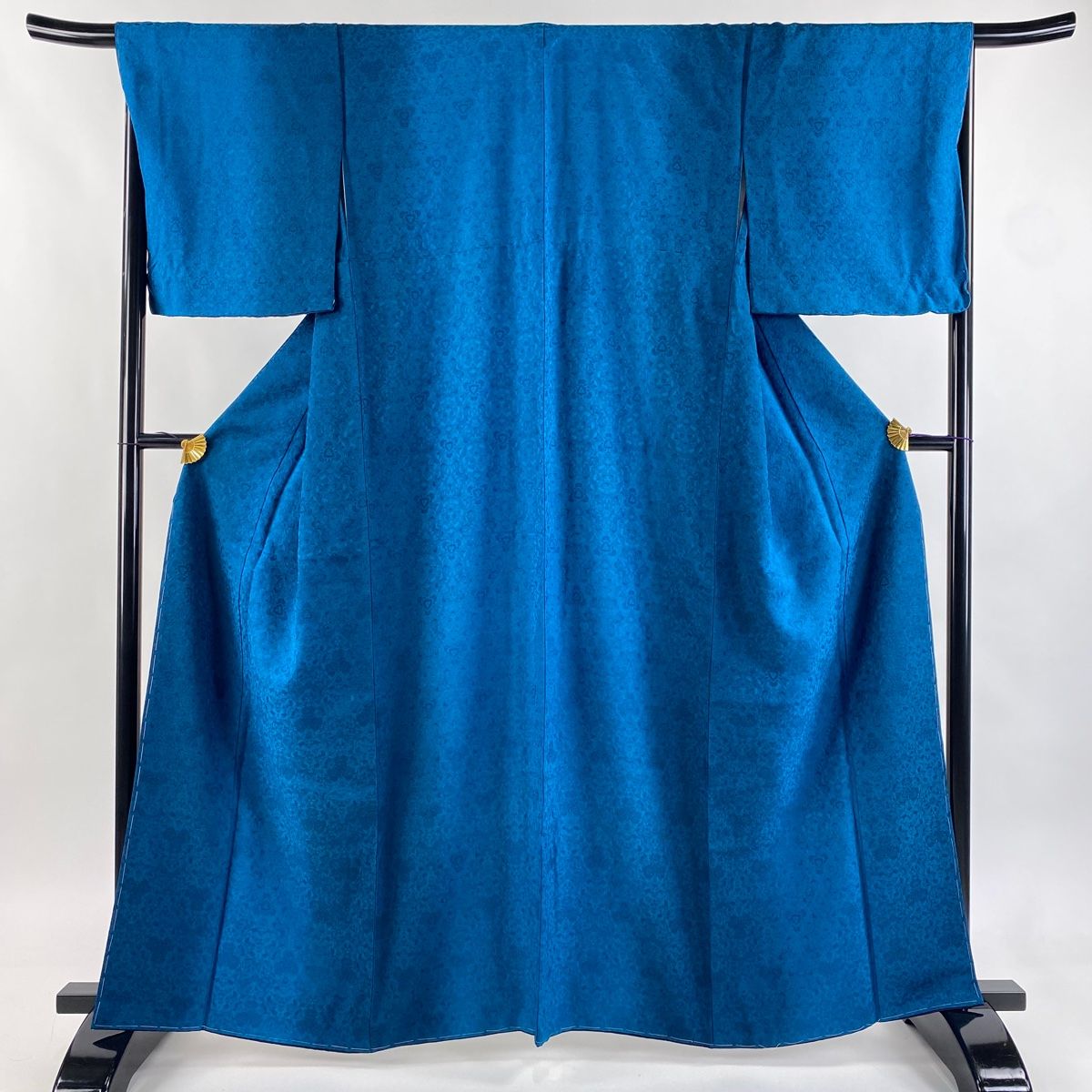 小紋 身丈163.5 cm 裄丈68 L 袷 地紋 縦ぼかし 青緑 正絹