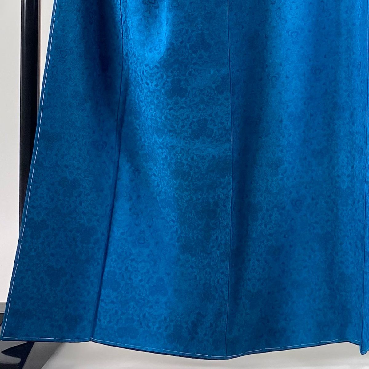 小紋 身丈163.5 cm 裄丈68 L 袷 地紋 縦ぼかし 青緑 正絹