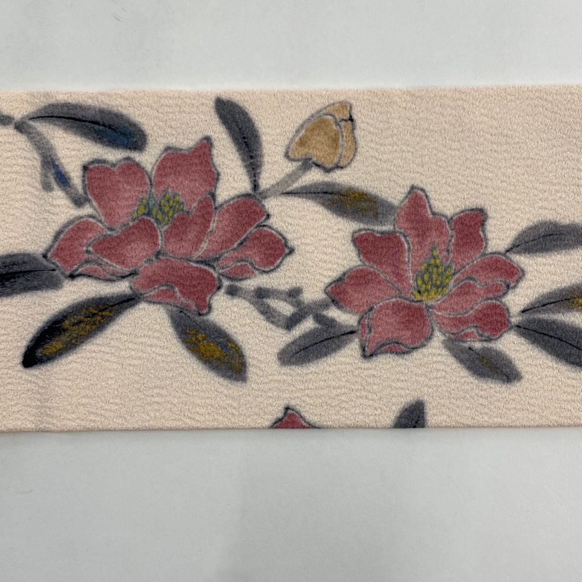  名古屋帯 秀品 落款 草花 金彩 薄ピンク 正絹 名古屋帯 帯