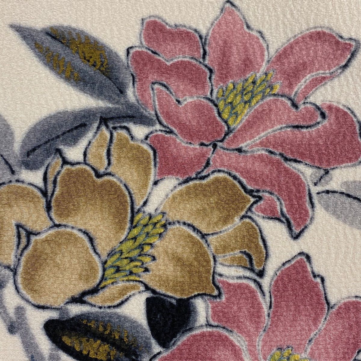 名古屋帯 秀品 落款 草花 金彩 薄ピンク 正絹