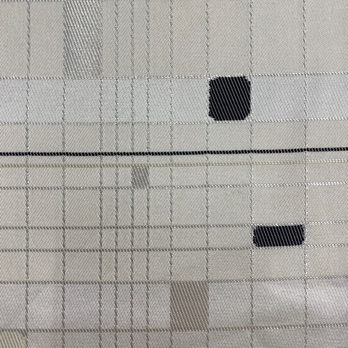 名古屋帯 秀品 縞 幾何学 箔 クリーム 正絹