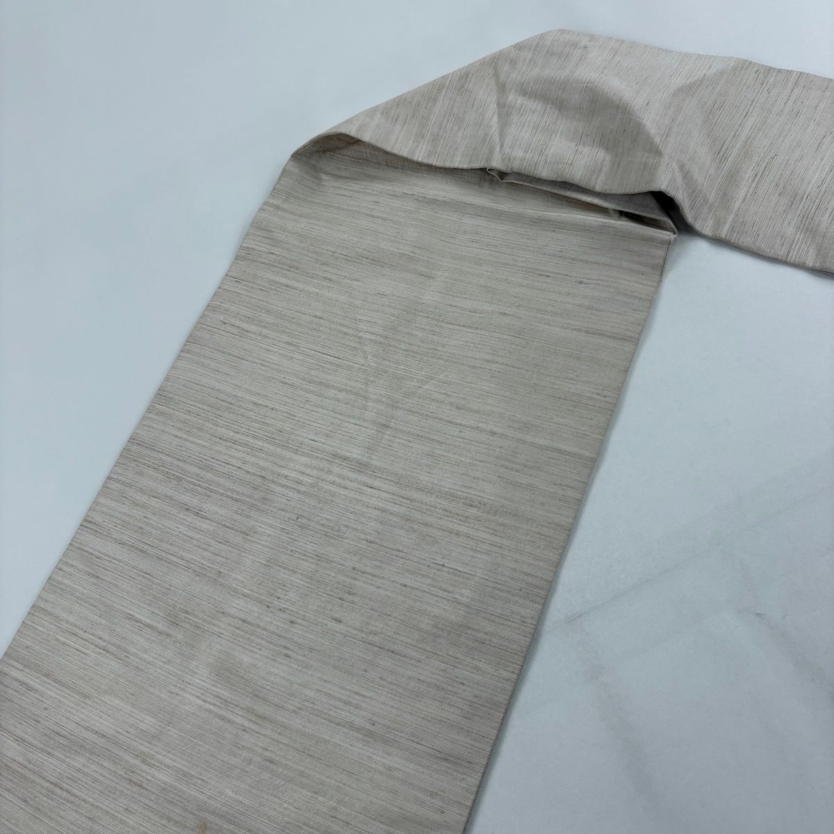  名古屋帯 秀品 草花 刺繍 ベージュ 正絹 名古屋帯 帯