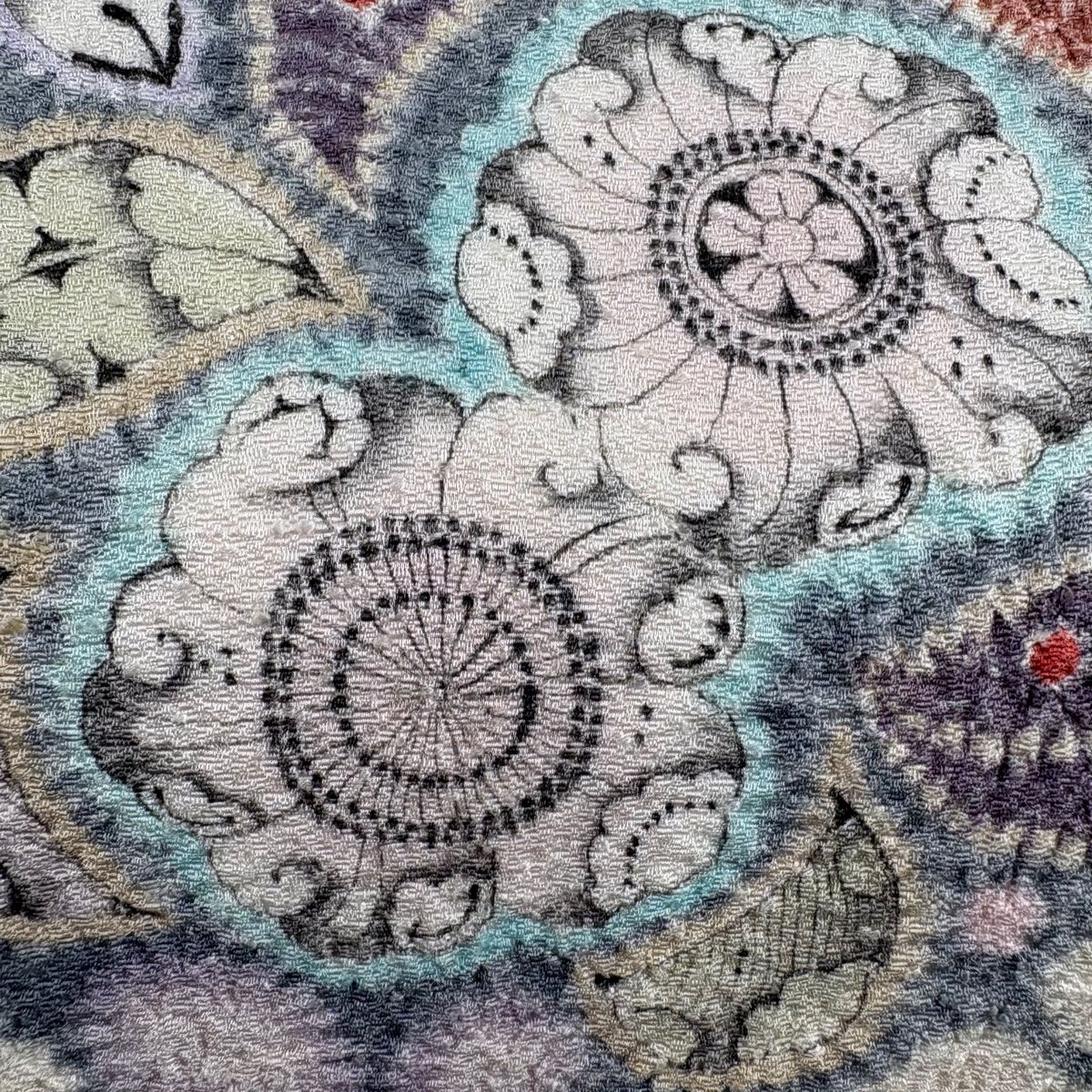 名古屋帯 秀品 辻が花柄 クリーム 正絹