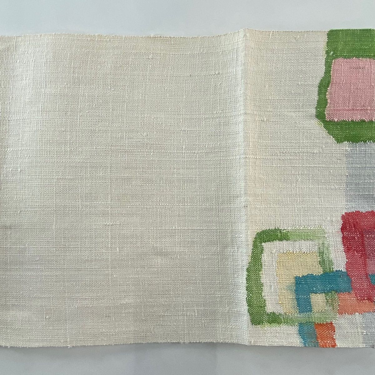  名古屋帯 秀品 八寸名古屋帯 松葉仕立て 幾何学 クリーム 正絹 名古屋帯 帯