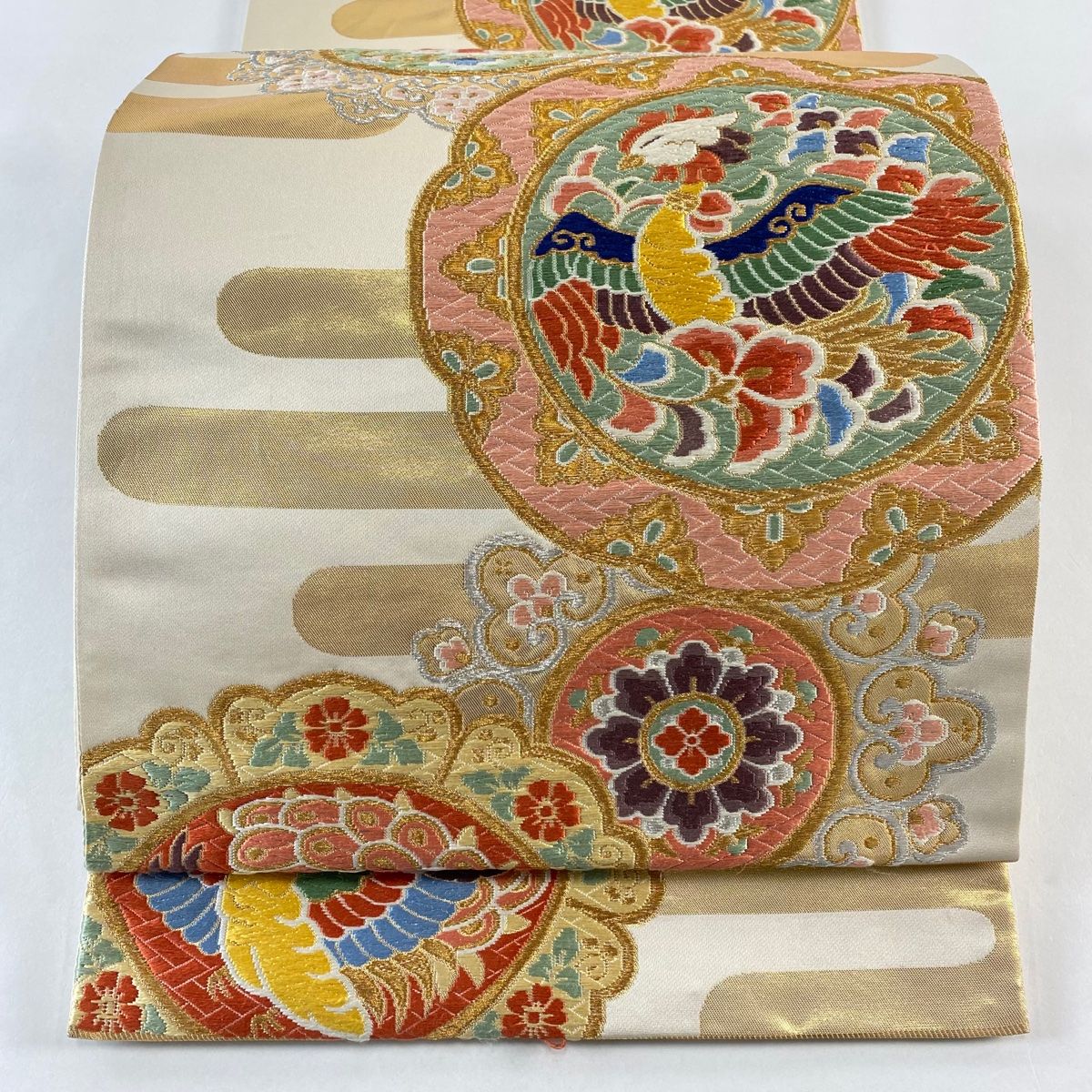 河合美術織物　袋帯　本金箔　唐織 楽天市場】着物 帯 振袖用 河合美術織物 最高級 京 西陣織 唐織 箔錦帯