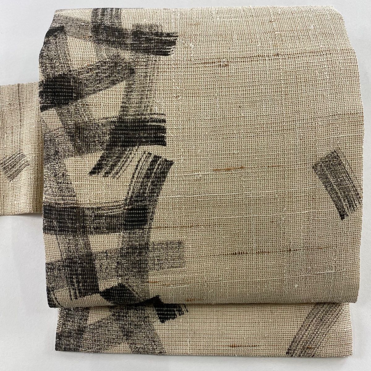 名古屋帯 夏帯 幾何学模様 ベージュ 正絹