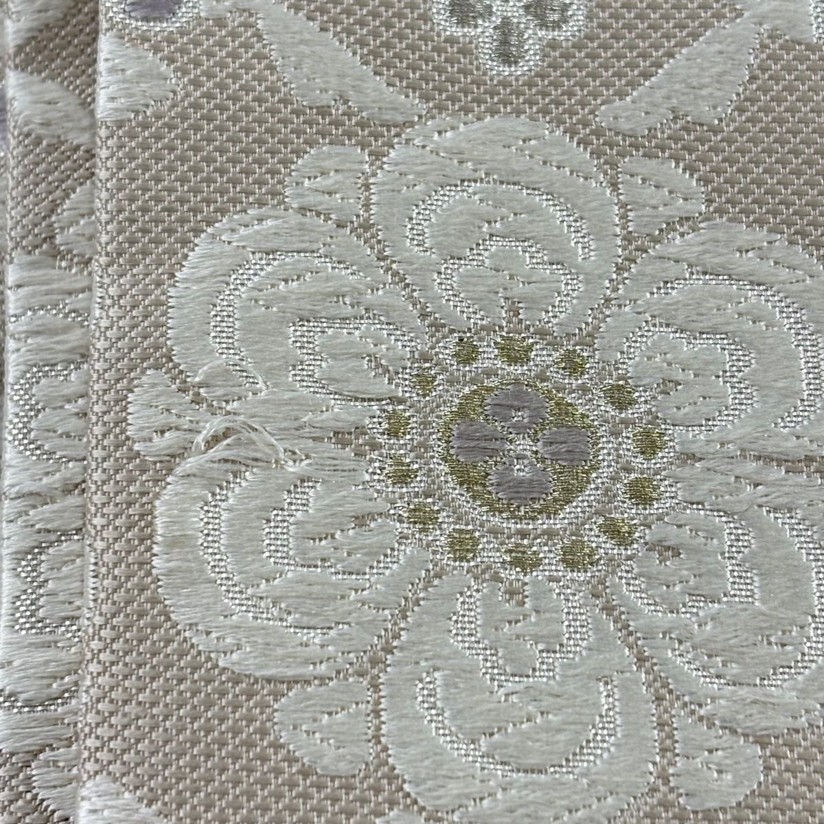  名古屋帯 花 唐織 金銀糸 薄茶色 正絹 名古屋帯 帯